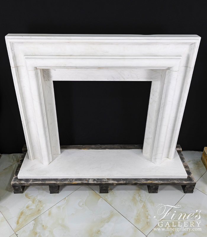 Marble Fireplaces  - Bolection Style Fireplace Mantel In Statuary White Marble - MFP-747